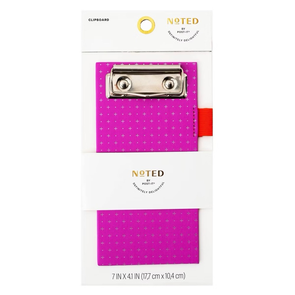 Noted nwt by Post-it 4"x7" Dot Grid Mini Clipboard Hot Pink